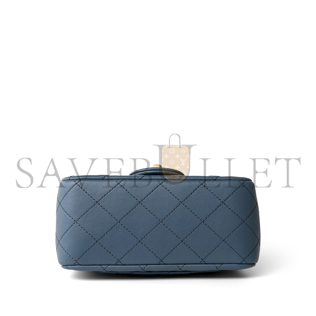 CHANEL MASTER GOLD BALL FLAP BAG CF FATTY FANG DENIM BLUE AS1786 (18*13*7cm)